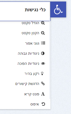תפריט נגישות דוגמא